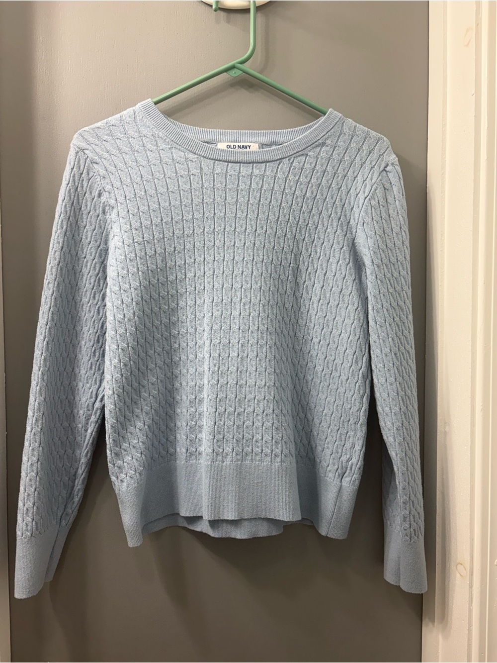 Old Navy Pale Blue Cable Knit Crewneck Sweater